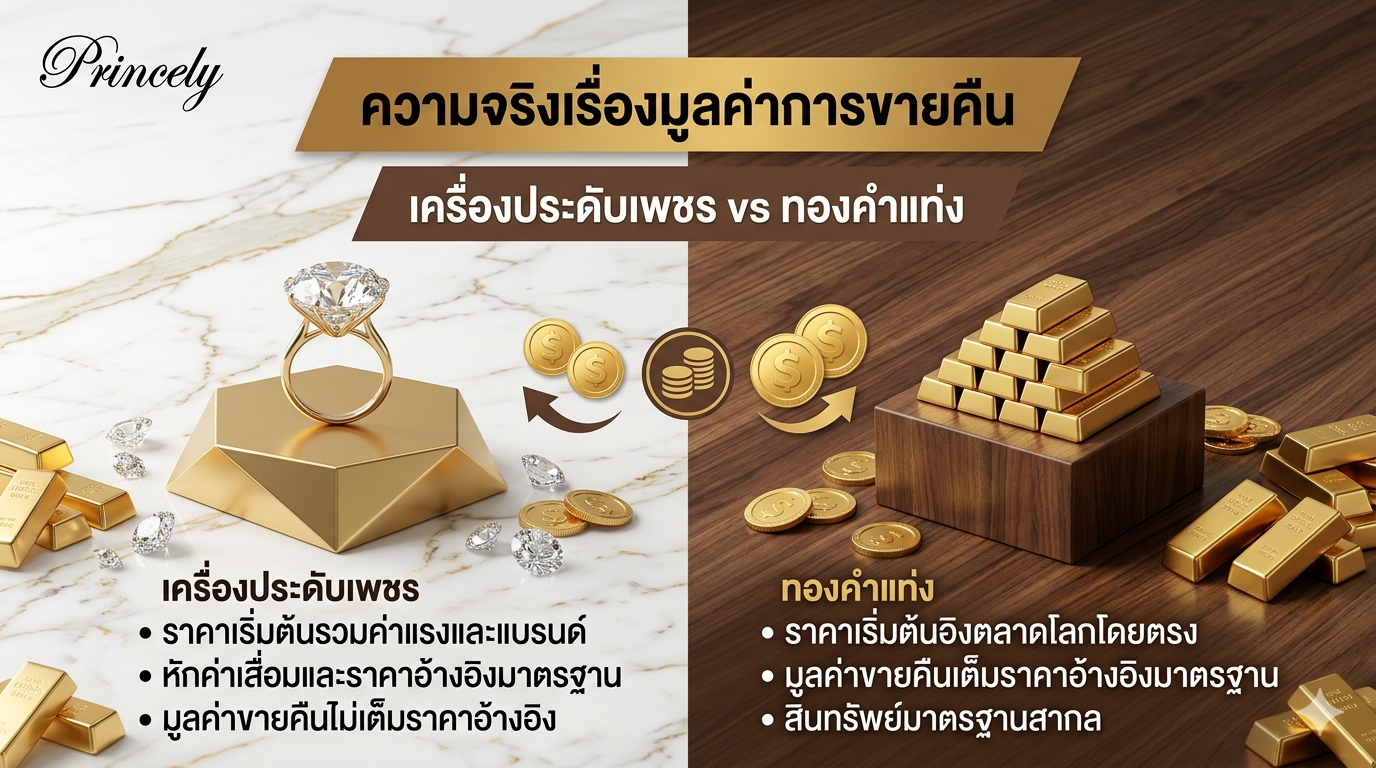 ความจริงเรื่อง "การขายคืน" ทำไมเครื่องประดับเพชรถึงไม่ได้ราคาเต็มเหมือนทองคำแท่ง?