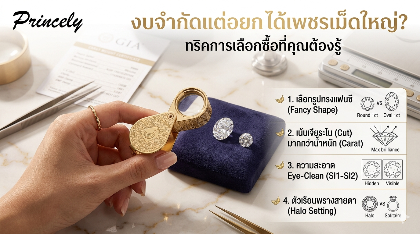 งบจำกัดแต่อยากได้เพชรเม็ดใหญ่? ทริคการเลือกซื้อที่คุณต้องรู้