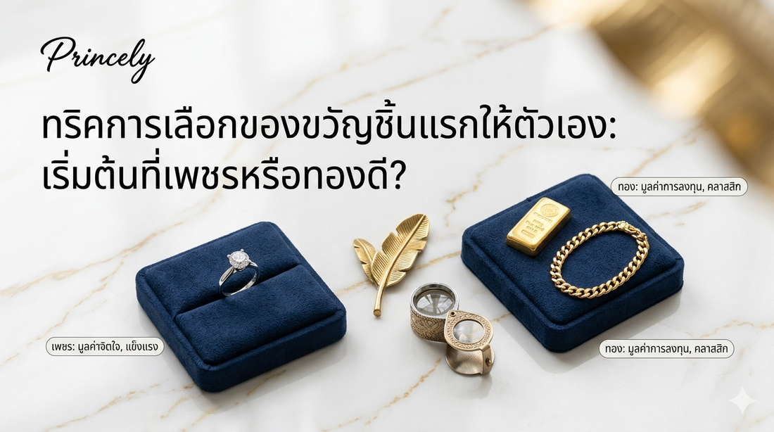 ทริคการเลือกของขวัญชิ้นแรกให้ตัวเอง: เริ่มต้นที่เพชรหรือทองดี?