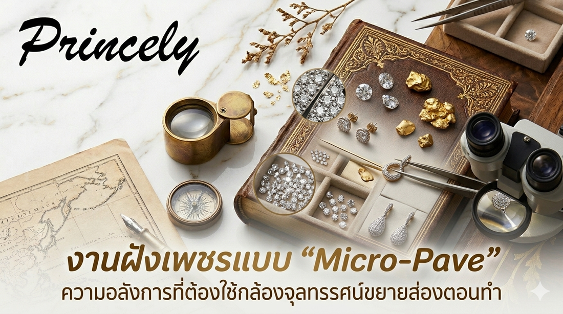งานฝังเพชรแบบ "Micro-Pave" ความอลังการที่ต้องใช้กล้องจุลทรรศน์ขยายส่องตอนทำ