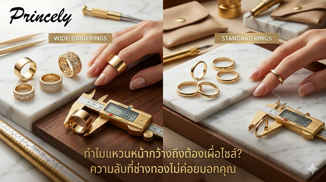 ทำไมแหวนหน้ากว้างถึงต้องเผื่อไซส์? ความลับที่ช่างทองไม่ค่อยบอกคุณ