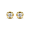 ต่างหูทองคำแท้ 18K ประดับเพชรเม็ดเดี่ยว (Gold Bezel-Set Diamond Stud Earrings)