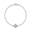 สร้อยข้อมือทองคำขาว 18K ประดับเพชรรูปใบโคลเวอร์ (Diamond Clover Bracelet)