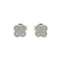 ต่างหูทองคำขาว 18K ประดับเพชรรูปใบโคลเวอร์ (Diamond Clover Stud Earrings)