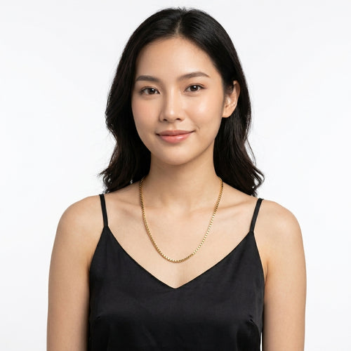 สร้อยคอทองคำ ลายกล่องสุดประณีต สวยงามหรูหรา (Gold Necklace, Exquisite Box Pattern, Beautiful And Luxurious.)